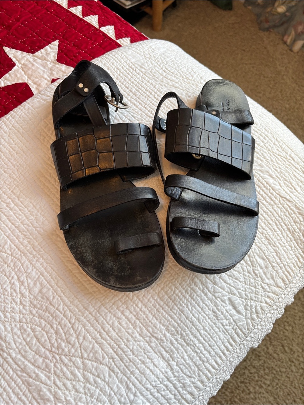 rag & bone Black Leather Strappy Sandals